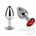 Kırmızı Taşlı Gümüş Metal Anal Tapa 7X2,5cm